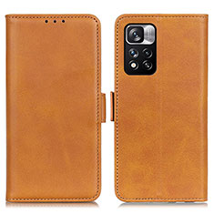 Leather Case Stands Flip Cover Holder M15L for Xiaomi Redmi Note 11 Pro+ Plus 5G Light Brown