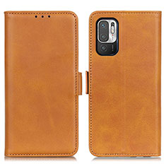 Leather Case Stands Flip Cover Holder M15L for Xiaomi Redmi Note 11 SE 5G Light Brown