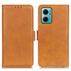 Leather Case Stands Flip Cover Holder M15L for Xiaomi Redmi Note 11E 5G Light Brown