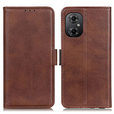 Leather Case Stands Flip Cover Holder M15L for Xiaomi Redmi Note 11R 5G Brown