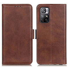 Leather Case Stands Flip Cover Holder M15L for Xiaomi Redmi Note 11S 5G Brown