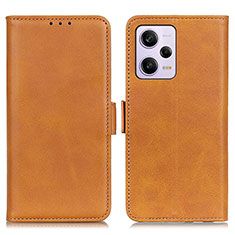 Leather Case Stands Flip Cover Holder M15L for Xiaomi Redmi Note 12 Pro 5G Light Brown