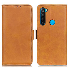 Leather Case Stands Flip Cover Holder M15L for Xiaomi Redmi Note 8 (2021) Light Brown