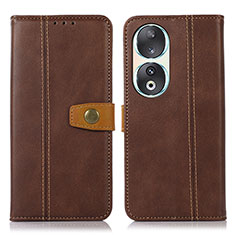 Leather Case Stands Flip Cover Holder M16L for Huawei Honor 90 5G Brown