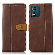 Leather Case Stands Flip Cover Holder M16L for Motorola Moto E13 Brown