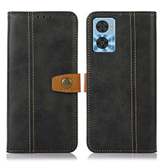 Leather Case Stands Flip Cover Holder M16L for Motorola Moto E22 Black