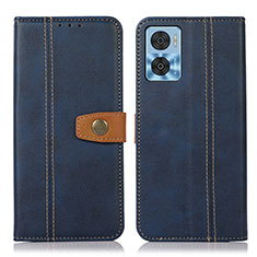 Leather Case Stands Flip Cover Holder M16L for Motorola Moto E22 Blue