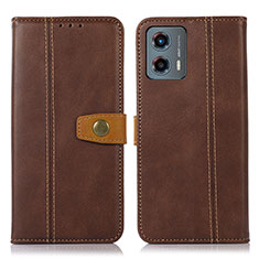 Leather Case Stands Flip Cover Holder M16L for Motorola Moto G 5G (2023) Brown