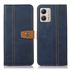 Leather Case Stands Flip Cover Holder M16L for Motorola Moto G53 5G Blue