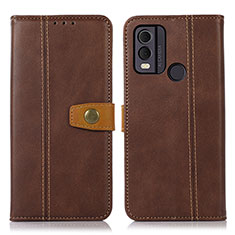 Leather Case Stands Flip Cover Holder M16L for Nokia C22 Brown