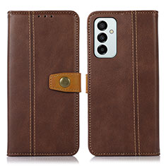 Leather Case Stands Flip Cover Holder M16L for Samsung Galaxy F23 5G Brown
