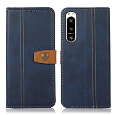 Leather Case Stands Flip Cover Holder M16L for Sony Xperia 5 IV Blue