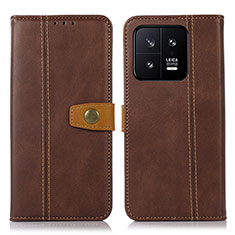 Leather Case Stands Flip Cover Holder M16L for Xiaomi Mi 13 Pro 5G Brown