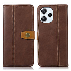 Leather Case Stands Flip Cover Holder M16L for Xiaomi Redmi 12 4G Brown