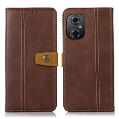 Leather Case Stands Flip Cover Holder M16L for Xiaomi Redmi Note 11R 5G Brown