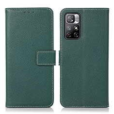 Leather Case Stands Flip Cover Holder M16L for Xiaomi Redmi Note 11S 5G Green