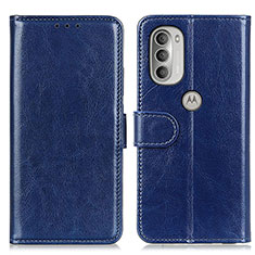 Leather Case Stands Flip Cover Holder M17L for Motorola Moto G51 5G Blue