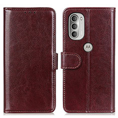 Leather Case Stands Flip Cover Holder M17L for Motorola Moto G51 5G Brown