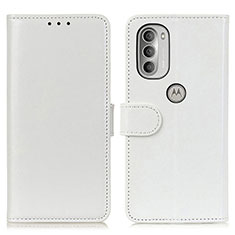 Leather Case Stands Flip Cover Holder M17L for Motorola Moto G51 5G White