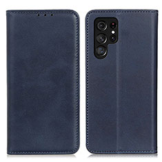 Leather Case Stands Flip Cover Holder M17L for Samsung Galaxy S22 Ultra 5G Blue