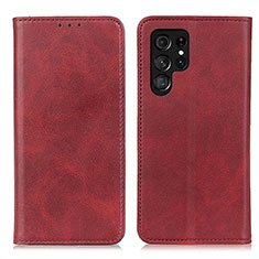 Leather Case Stands Flip Cover Holder M17L for Samsung Galaxy S23 Ultra 5G Red