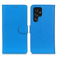 Leather Case Stands Flip Cover Holder M18L for Samsung Galaxy S21 Ultra 5G Blue