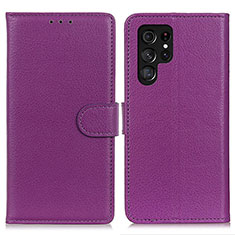 Leather Case Stands Flip Cover Holder M18L for Samsung Galaxy S21 Ultra 5G Purple