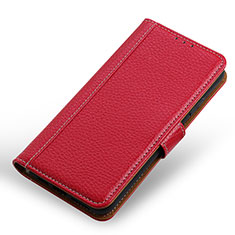 Leather Case Stands Flip Cover Holder M24L for Samsung Galaxy S21 Ultra 5G Red