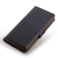 Leather Case Stands Flip Cover Holder M24L for Samsung Galaxy S22 Ultra 5G Black