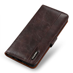 Leather Case Stands Flip Cover Holder M25L for Samsung Galaxy S21 FE 5G Brown