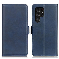 Leather Case Stands Flip Cover Holder M29L for Samsung Galaxy S22 Ultra 5G Blue