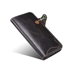 Leather Case Stands Flip Cover Holder MT5 for Apple iPhone 15 Pro Black