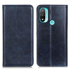 Leather Case Stands Flip Cover Holder N01P for Motorola Moto E20 Blue