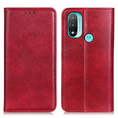 Leather Case Stands Flip Cover Holder N01P for Motorola Moto E20 Red