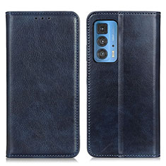 Leather Case Stands Flip Cover Holder N01P for Motorola Moto Edge 20 Pro 5G Blue