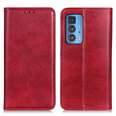 Leather Case Stands Flip Cover Holder N01P for Motorola Moto Edge 20 Pro 5G Red