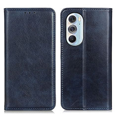 Leather Case Stands Flip Cover Holder N01P for Motorola Moto Edge 30 Pro 5G Blue
