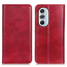 Leather Case Stands Flip Cover Holder N01P for Motorola Moto Edge 30 Pro 5G Red
