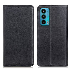 Leather Case Stands Flip Cover Holder N01P for Motorola Moto Edge Lite 5G Black