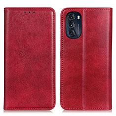 Leather Case Stands Flip Cover Holder N01P for Motorola Moto G 5G (2022) Red