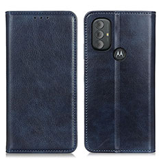 Leather Case Stands Flip Cover Holder N01P for Motorola Moto G Play (2023) Blue