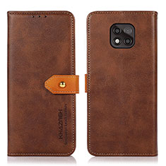 Leather Case Stands Flip Cover Holder N01P for Motorola Moto G Power (2021) Brown