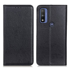 Leather Case Stands Flip Cover Holder N01P for Motorola Moto G Pure Black