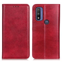 Leather Case Stands Flip Cover Holder N01P for Motorola Moto G Pure Red