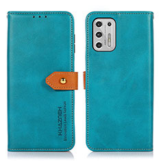Leather Case Stands Flip Cover Holder N01P for Motorola Moto G Stylus (2021) Cyan