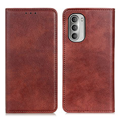 Leather Case Stands Flip Cover Holder N01P for Motorola Moto G Stylus (2022) 4G Brown