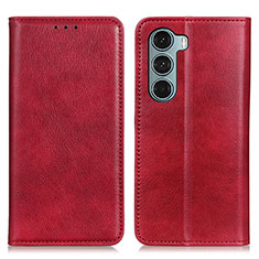 Leather Case Stands Flip Cover Holder N01P for Motorola Moto G200 5G Red