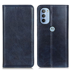 Leather Case Stands Flip Cover Holder N01P for Motorola Moto G41 Blue