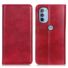 Leather Case Stands Flip Cover Holder N01P for Motorola Moto G41 Red