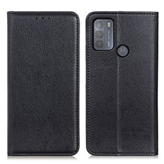 Leather Case Stands Flip Cover Holder N01P for Motorola Moto G50 Black